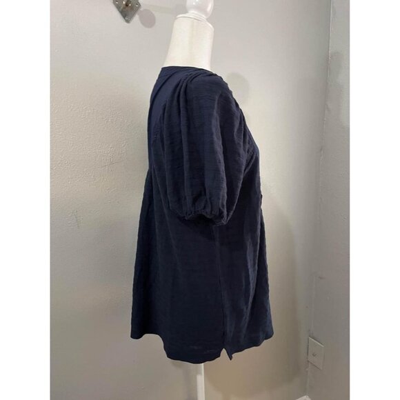 Anthropologie Navy Blue Short Sleeve Blouse Size Small - Picture 5 of 9